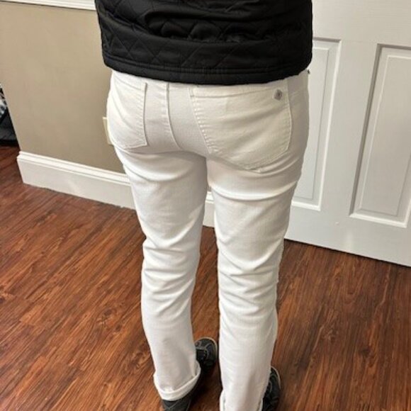 Democracy White Jeans Sz 6 Upcycled OOAK Mixed Media Boho Style Patchwork Pants - Picture 7 of 9